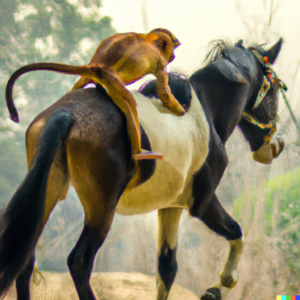 Original image of a monkey on a horse